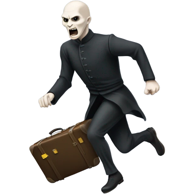 Lord Voldemort running with a suitcase emoji