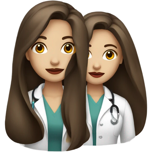 pretty Female doctor long straight brown hair amber eyes and red lips  emoji