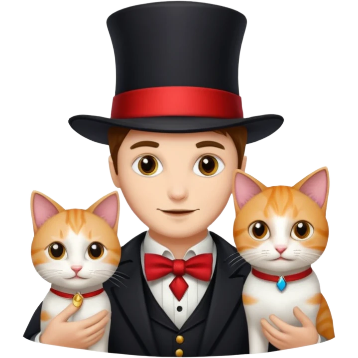 magician couple and their pet cat emoji