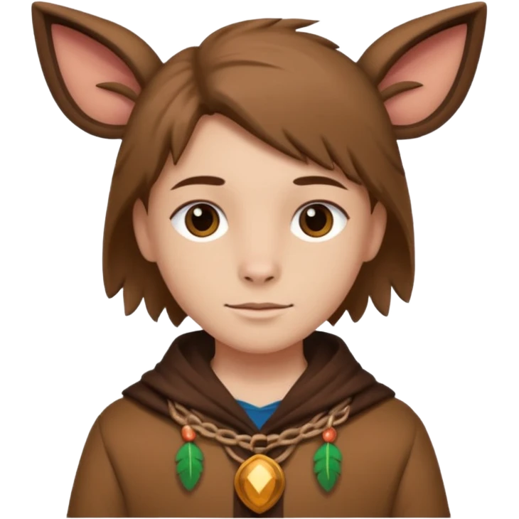 Classic hunter image, with brown clothes and some decorations made of animals emoji