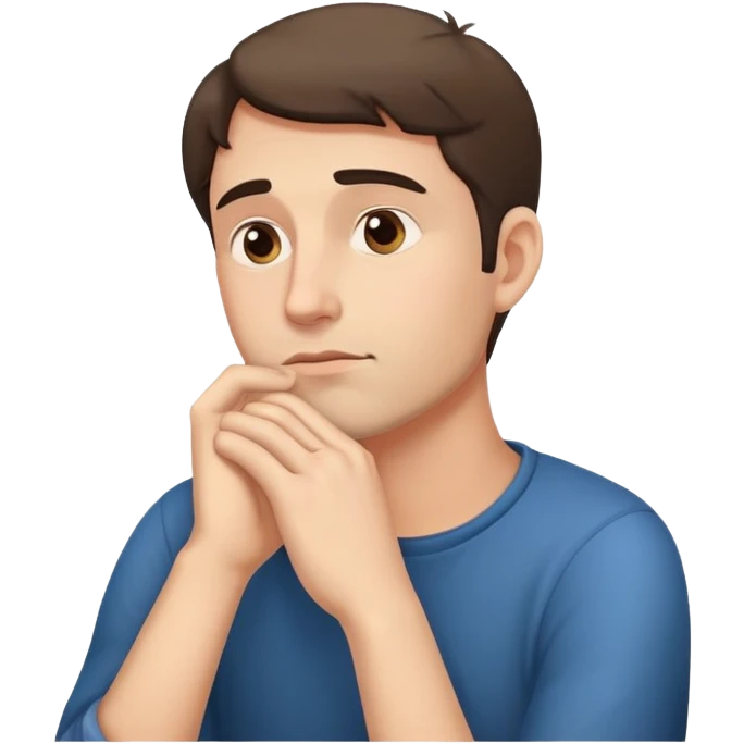 pensive man, looking away, hand supporting chin emoji