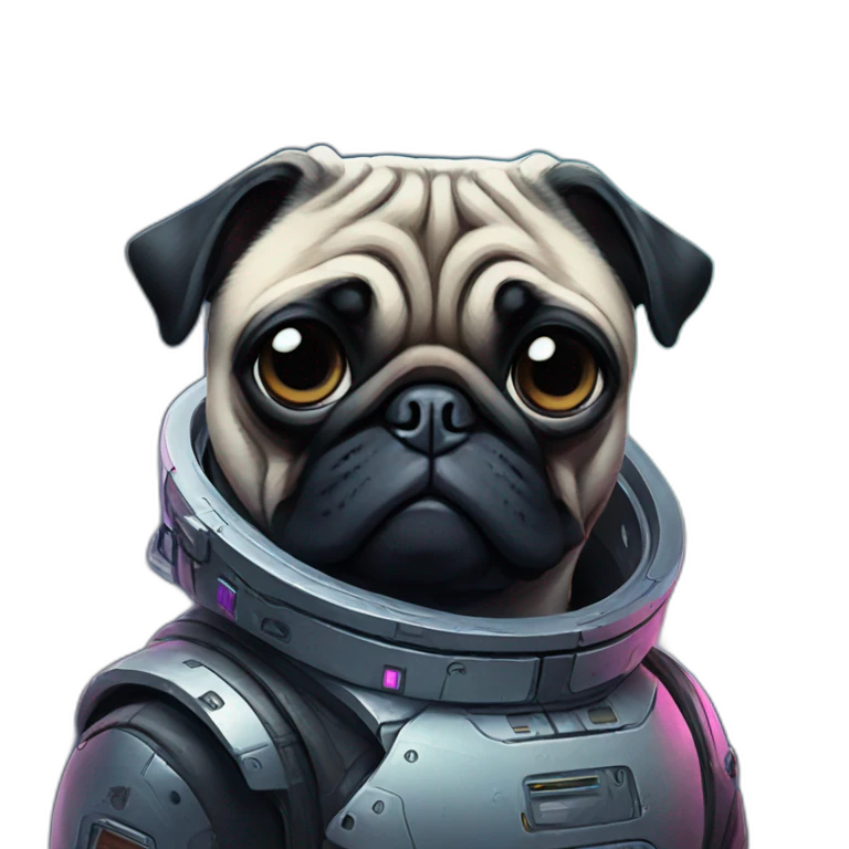 A pug in cyberpunk space emoji