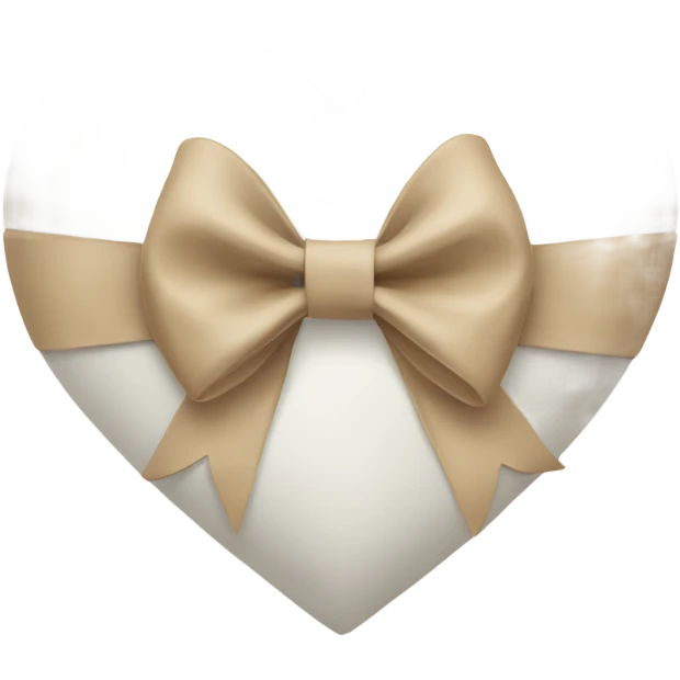 white heart with beige bow emoji