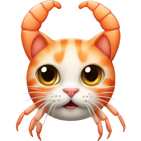Shrimp with cat face emoji