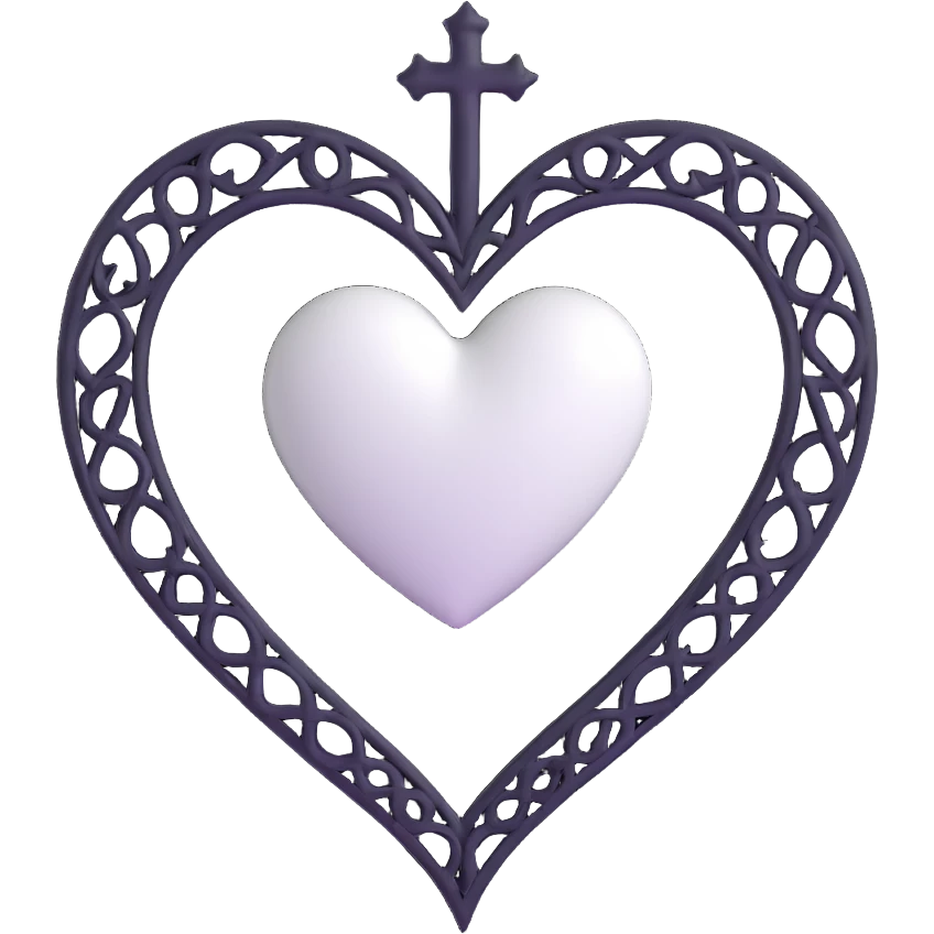 white goth heart, minimal, edgy, dark accents emoji