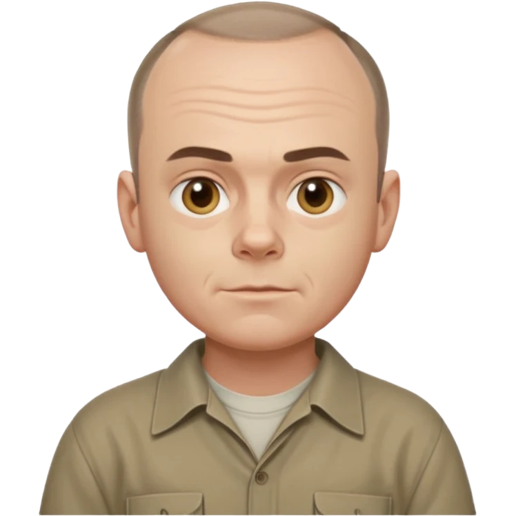 Carl from Sling Blade, full body, 3/4 angle, detailed facial features, Apple-style emoji emoji