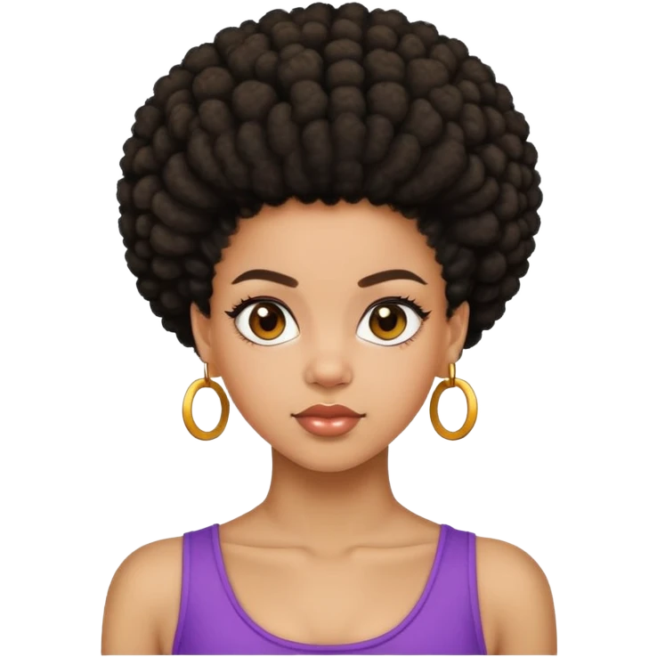 Light skin black girl with high Afro puff emoji