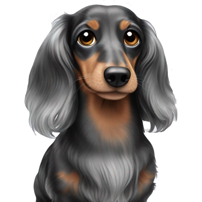 Black & silver Merle long haired Dachshund emoji