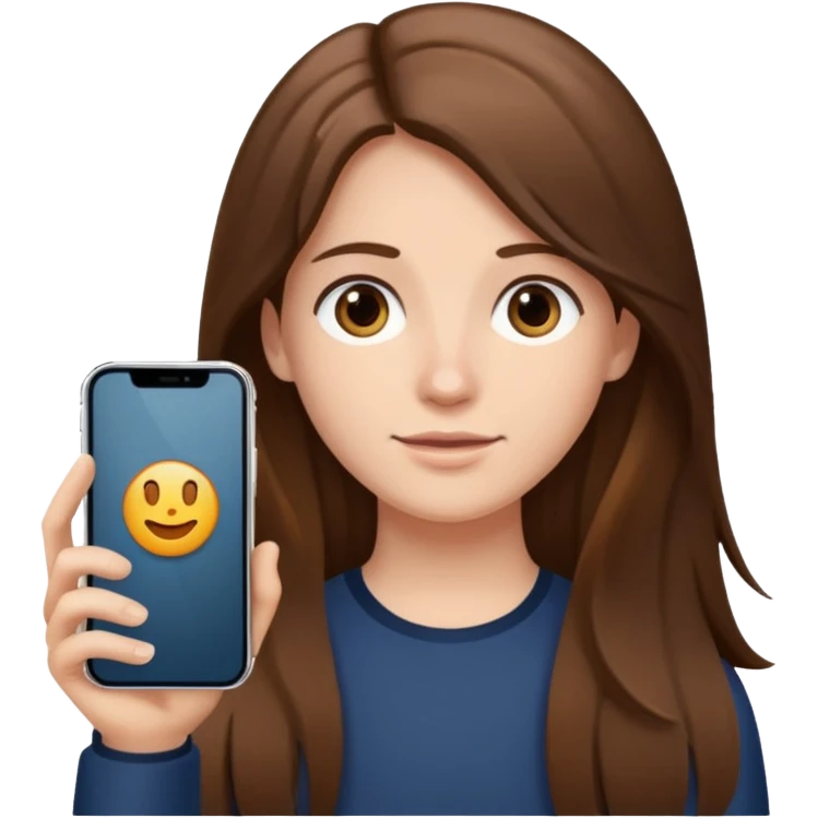 긴 갈색머리에 아이폰17프로를 들고있어 emoji