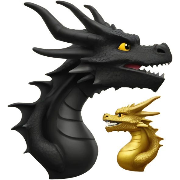 One black dragon and one gold dragon emoji