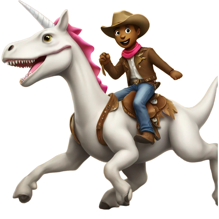 Cowboy dinosaur riding unicorn emoji