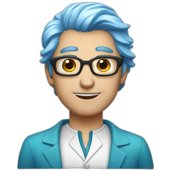 White Il Dottore with blue hair emoji