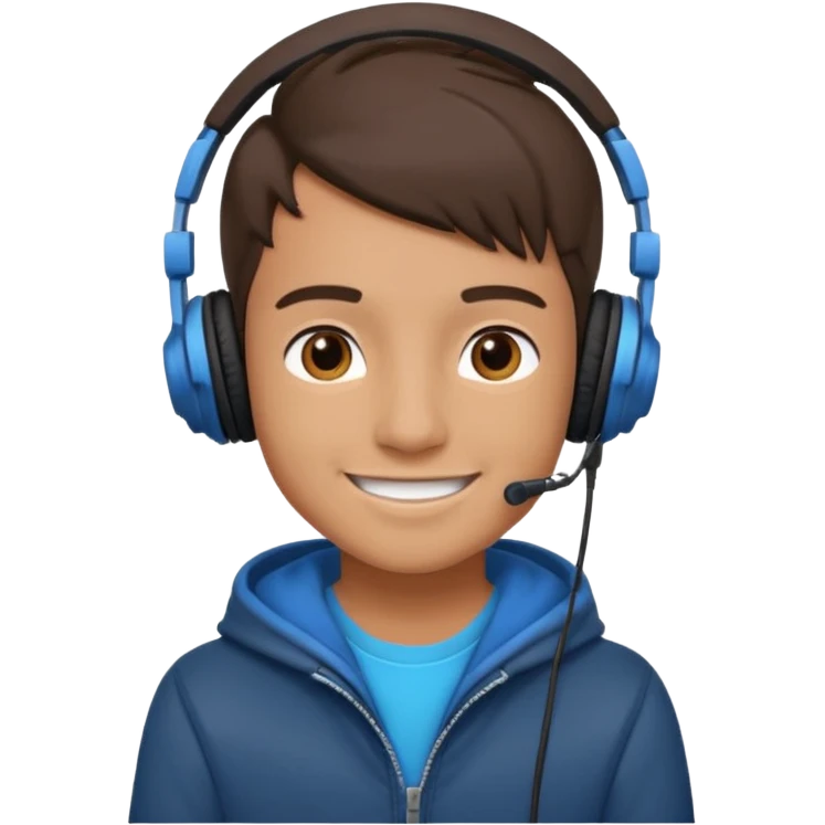GenZ boy with headphones on and look like editor emoji