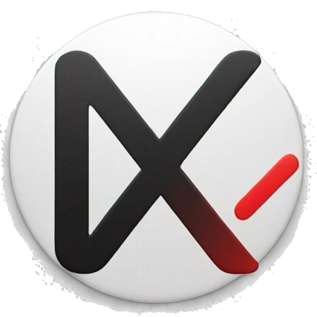 A full black colour round circle, in it a letter 's' in white colour and a latter 'x' in red colour in English language  emoji