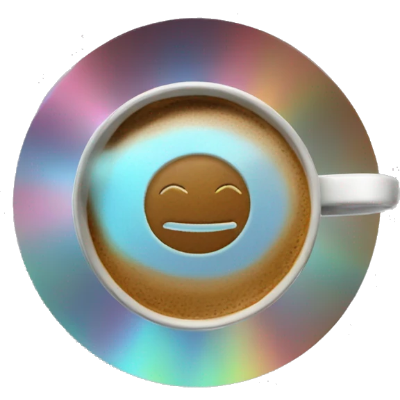 holographic coffee emoji