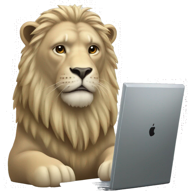 löwe sitzt am computer emoji