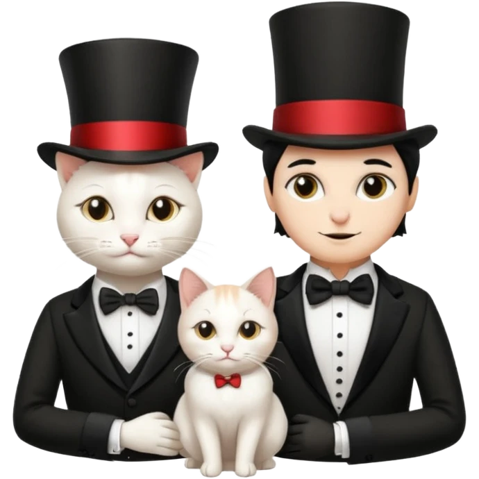 magician couple and their pet cat emoji