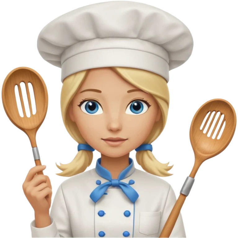 Sexy Long Blonde hair blue eyed female chef emoji