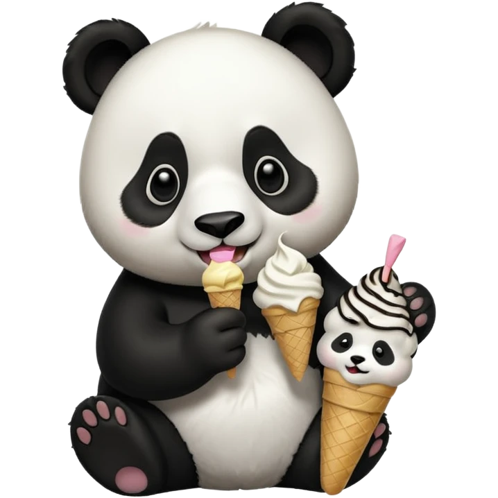 Panda eating ice cream emoji