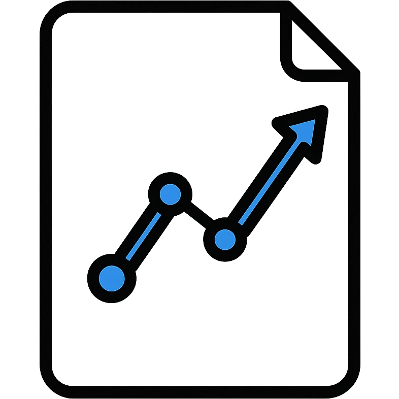 sheet of paper with a blue upward-trending stock chart line, clean icon style emoji