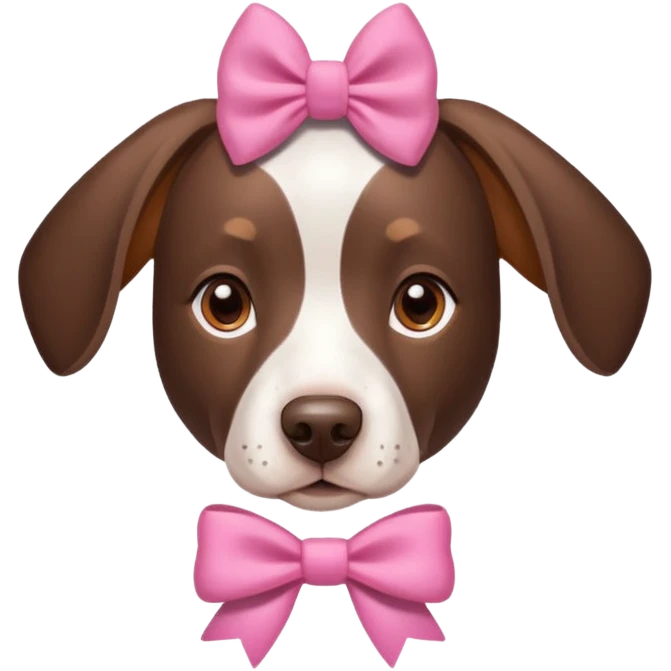 Brown and white face gsp dog with pink bow on right ear emoji