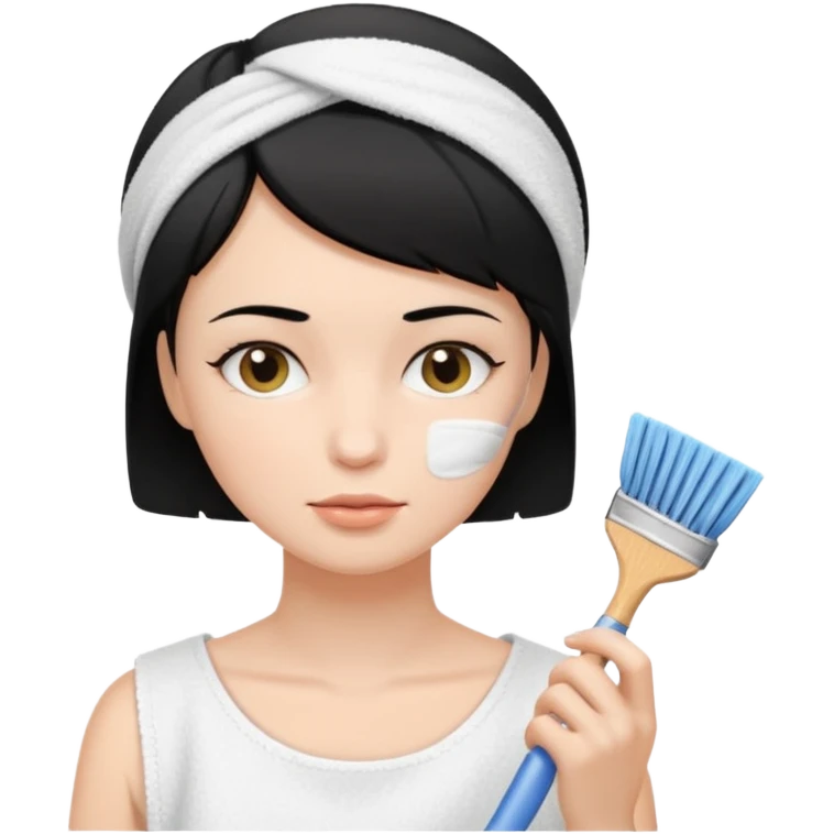 a white woman who has black short hair cleaning her face emoji