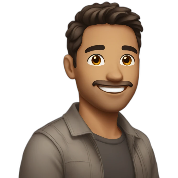 Happy boyfriend dark brown hair emoji