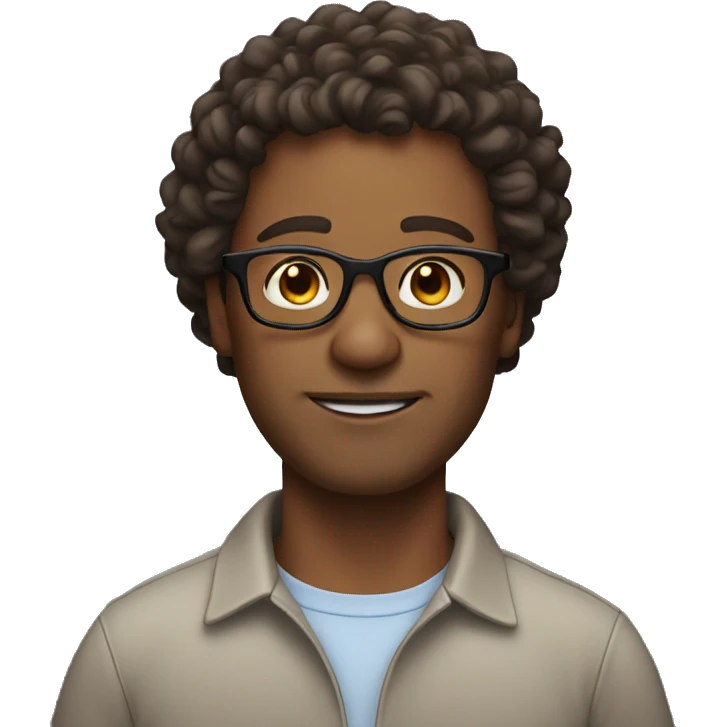 father with glasses, brown curly hair emoji