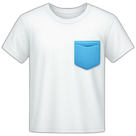 white tshirt with blue letter r on breast pocket emoji