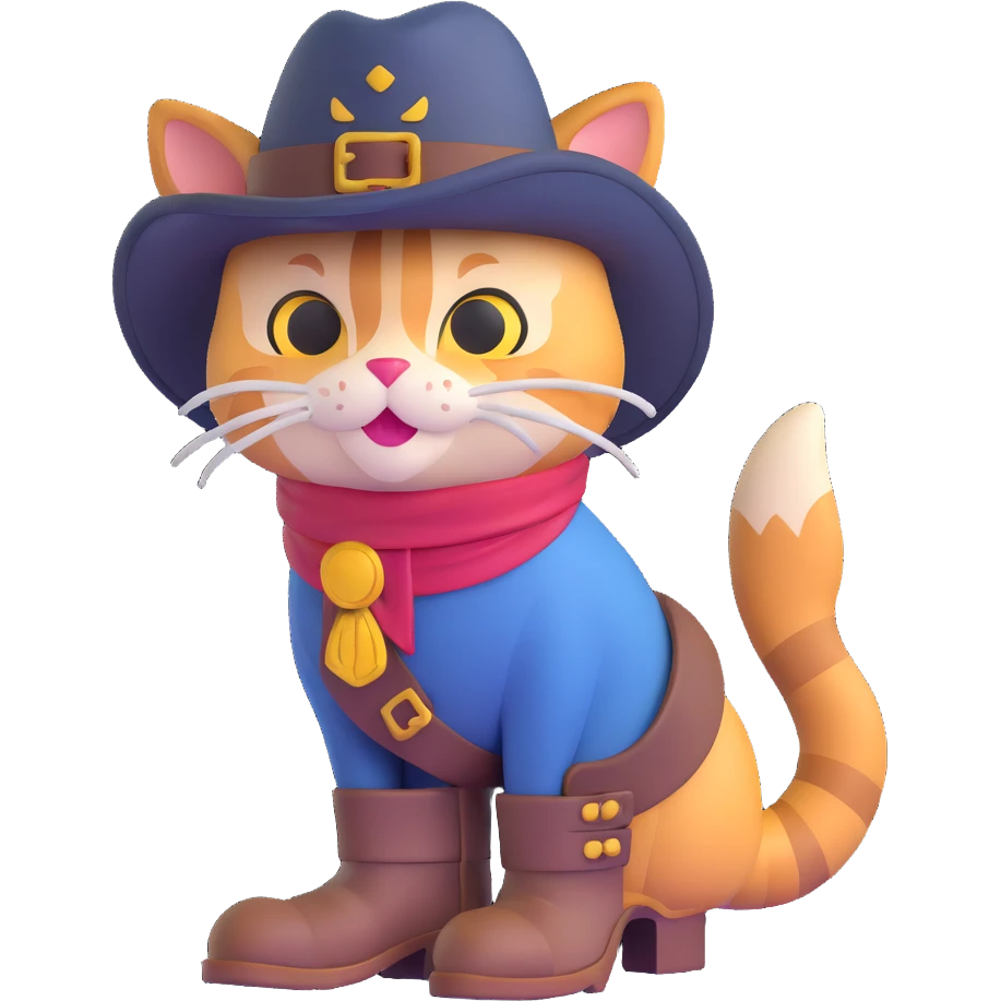 Puss in Boots with a hat and boots emoji
