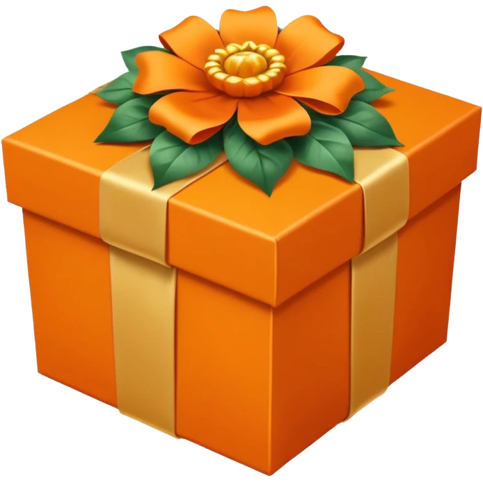 Decorative flower Gift Box orange emoji