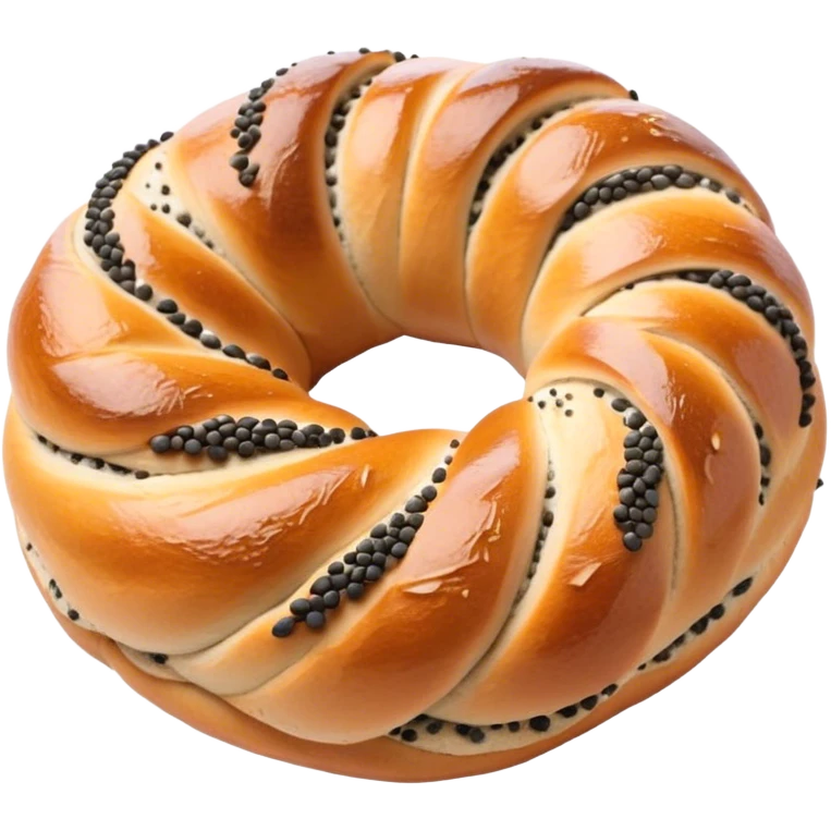Cinematic Realistic Simit twisted Turkish bread in poppy seeds emoji