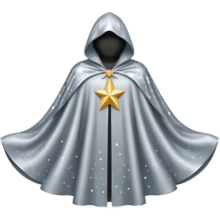 a fantasy  magic, silver color with star pattern cloak emoji