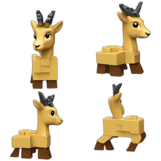 A chamois playing with Lego small bricks emoji