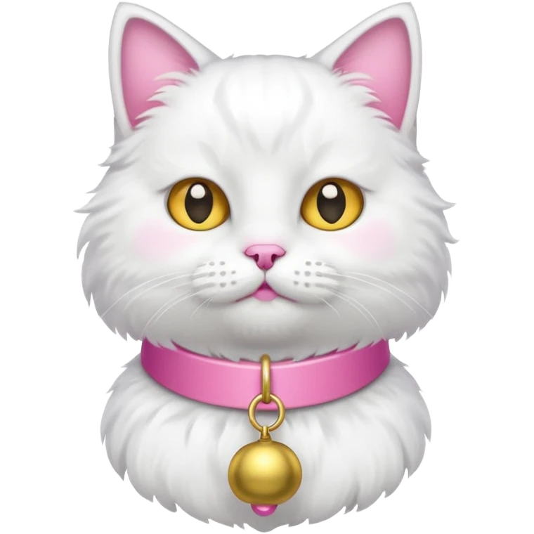 neko with bell pink coller white cat emoji