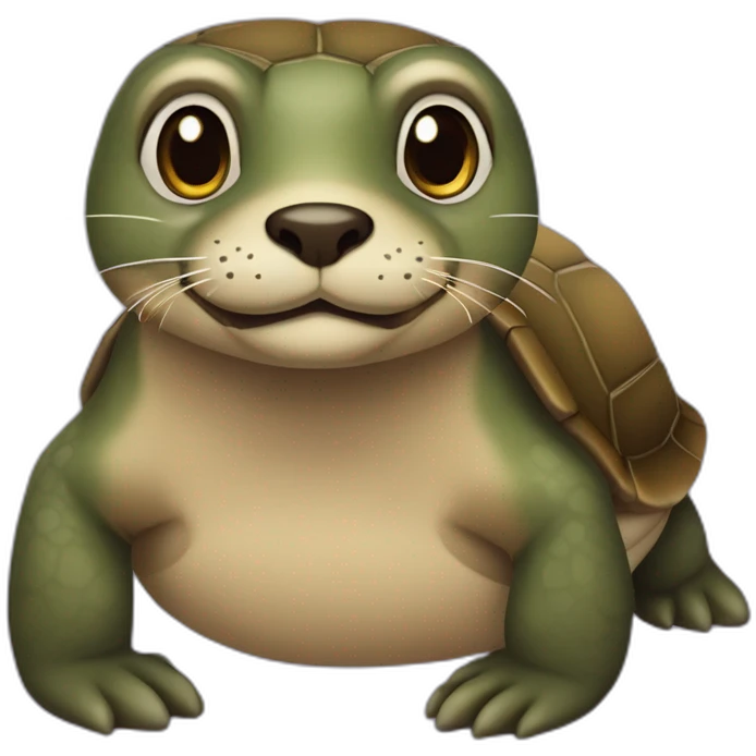 Une loutre sur une tortue emoji