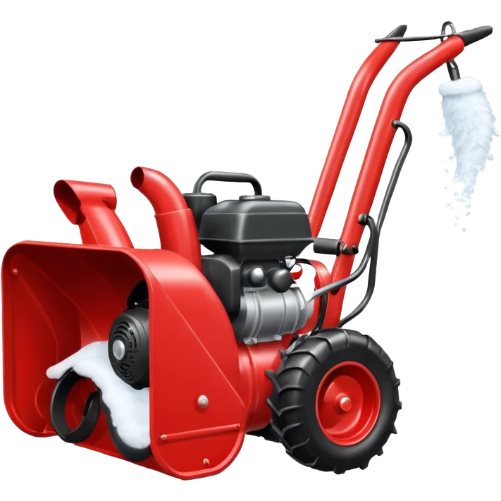 red snowblower emoji with snow being blown actively emoji