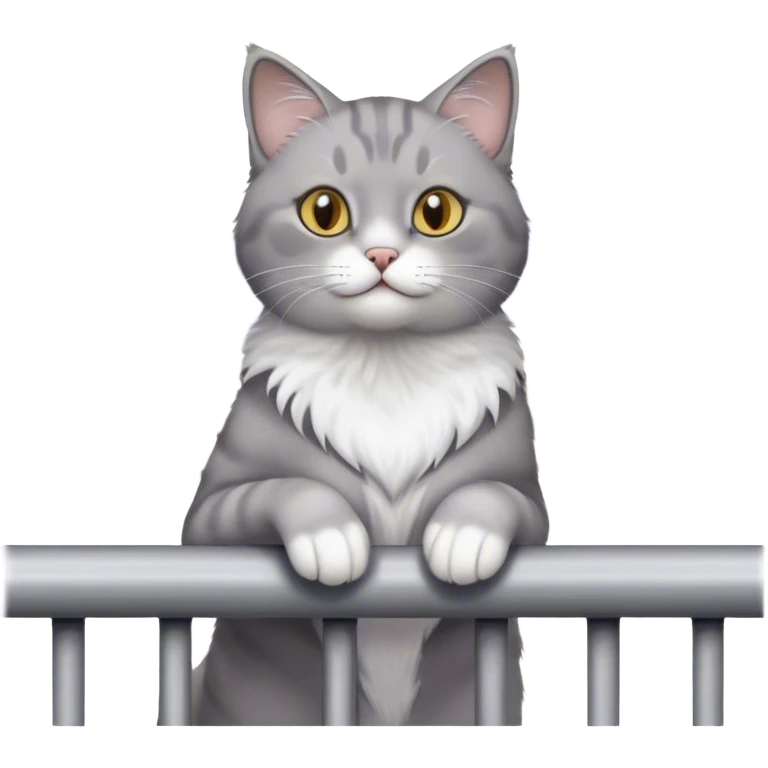 grey cat on a balcony railing emoji