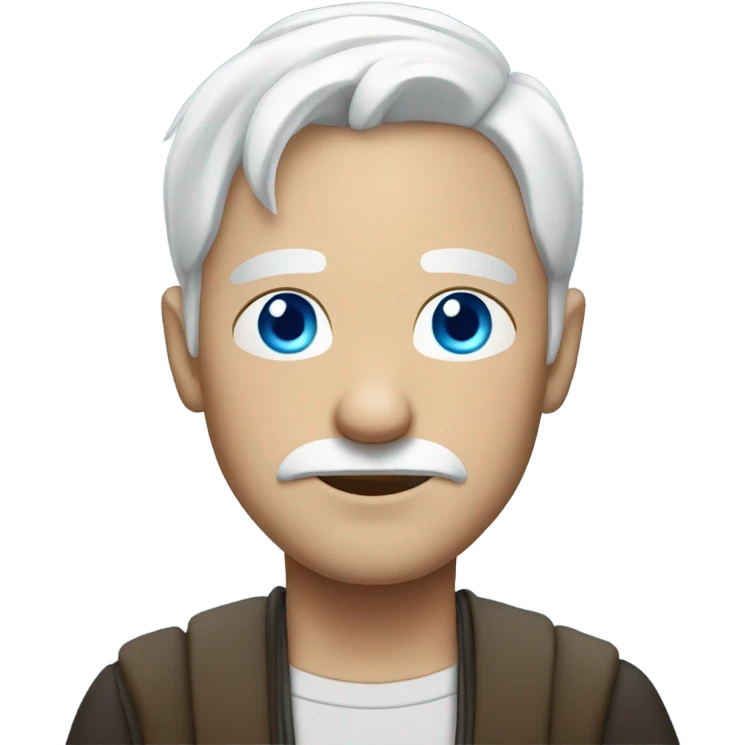 Man with white hair and white deer ears with blue eyes emoji