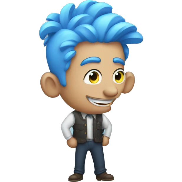 A man with blue colored hair shaking hand emoji