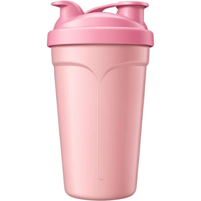 Pastel pink shaker cup with protein coffee inside, minimal composition emoji