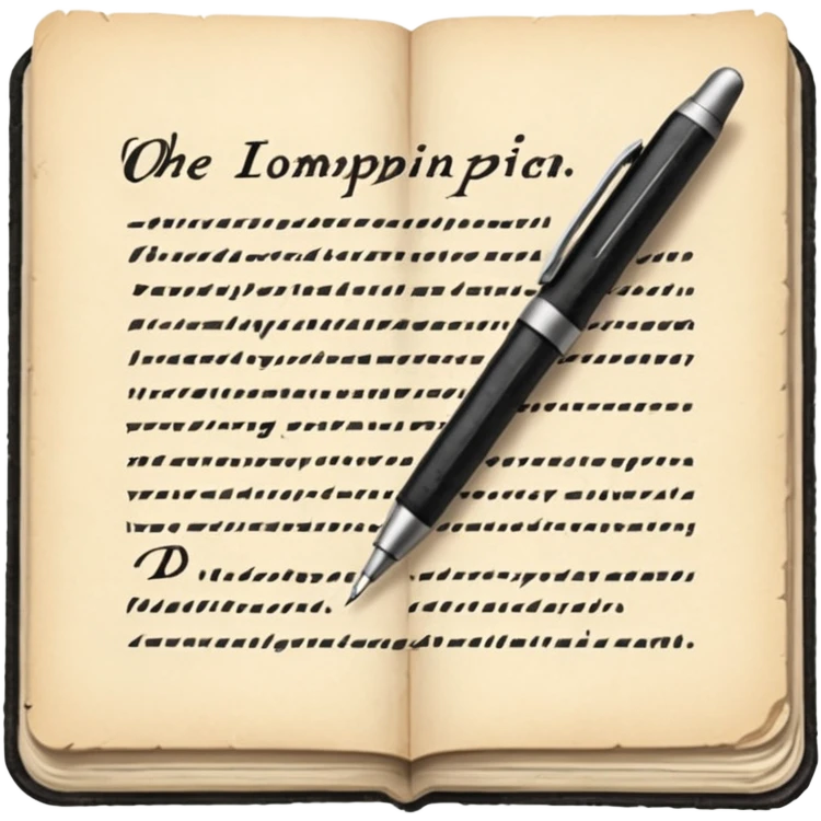 a paper manuscript that is a screenplay with a ballpoint pen emoji