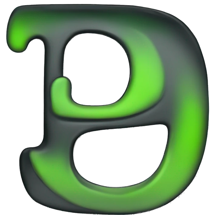 B LETTER black with green highlight emoji
