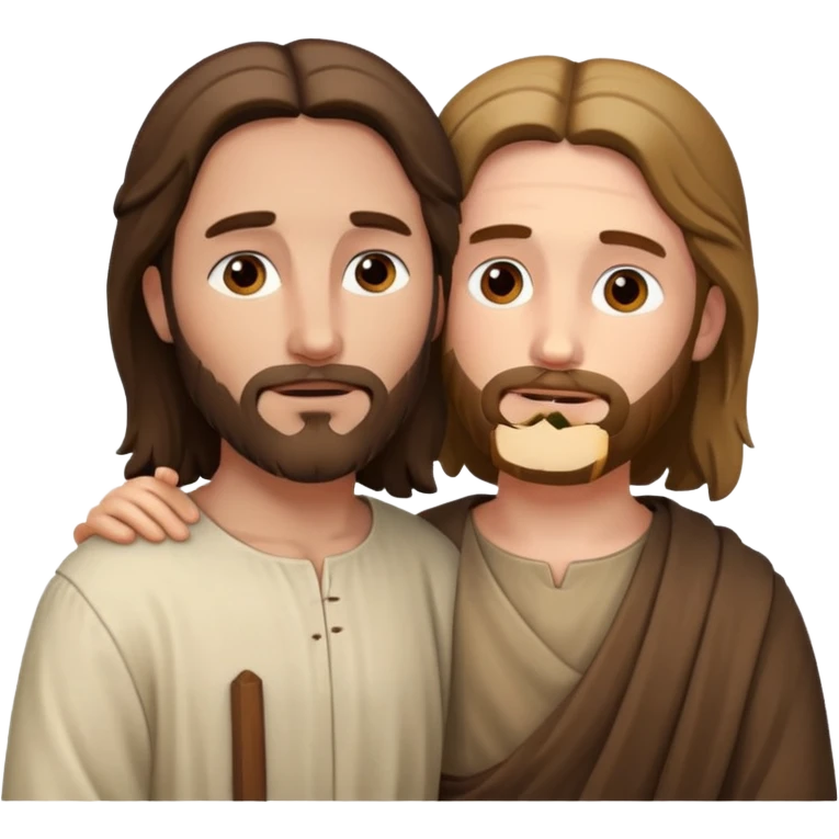 Jesus with a person, friendly and comforting emoji