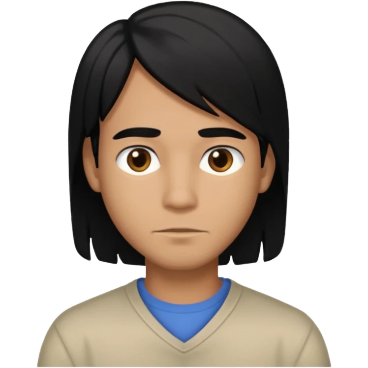 back view of a male with straight middle-long black hair emoji