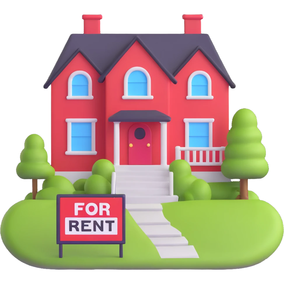 house with a 'for rent' sign emoji