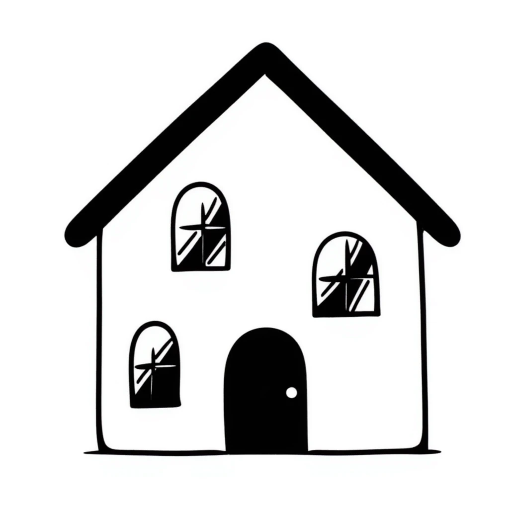 a house, hand drawn doodle style emoji