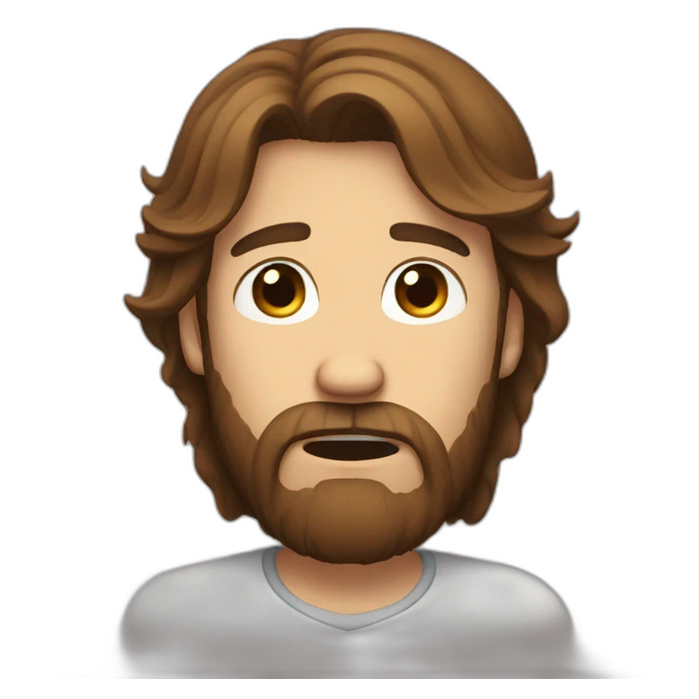 long brown haired bearded man crying emoji