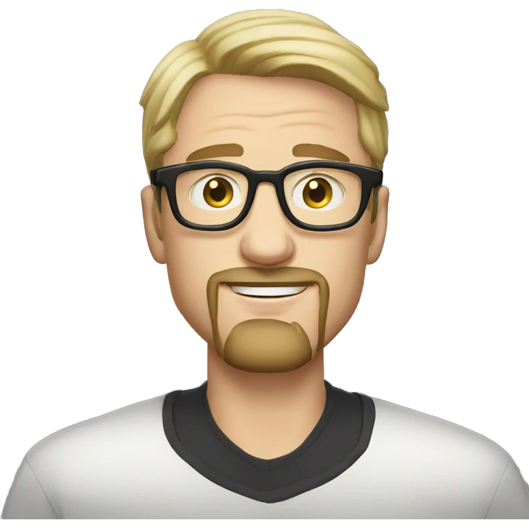 white man with goatee and circle glasses short blond hair rizz mogg looksmaxxing emoji