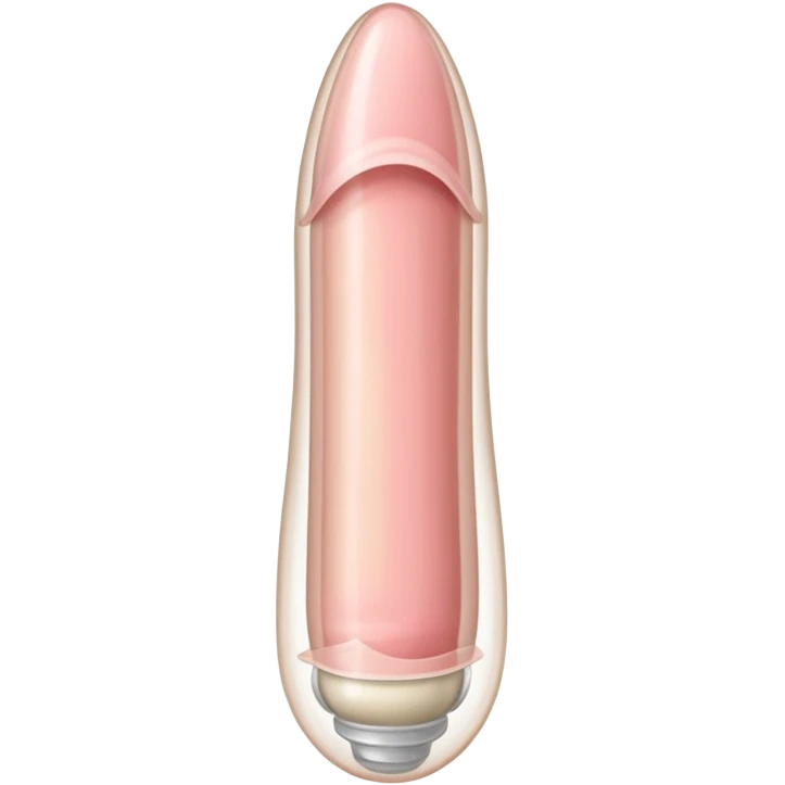 white transparent condom fully covering cylindrical beige-pink colored penis shaft, no face, include glans penis tip and corona line at one end emoji